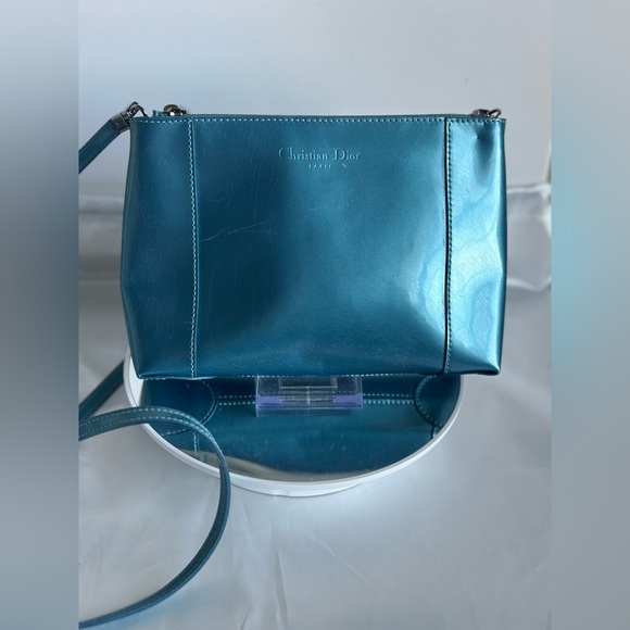 Christian Dior RARE Metallic Blue Leather Crossbody Bag with COA - Picture 7 of 16